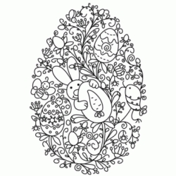 Dibujo para colorear Huevos de pascua y conejito