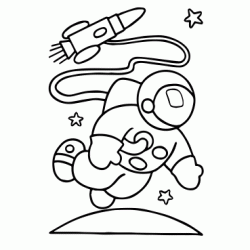 Dibujo para colorear Astronauta y su cohete