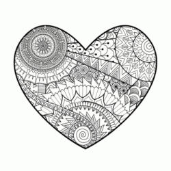 Dibujo para colorear Corazón y mandala