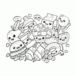 Dibujo para colorear Alimentos kawaii