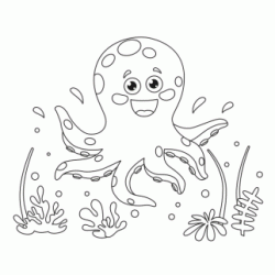 Dibujo para colorear Lindo pulpo sonriente