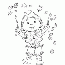 Dibujo para colorear Niño y otoño