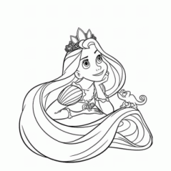 Dibujo para colorear Rapunzel y pascual