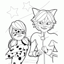 Dibujo para colorear Lady Bug y Cat Noir - Miraculous