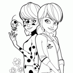 Dibujo para colorear Marinette y Ladybug