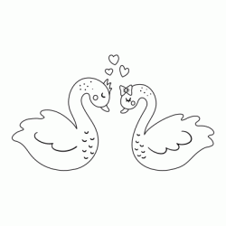 Dibujo para colorear Cisnes enamorados