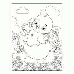 Dibujo para colorear Pollito de pascua saliendo de su huevo