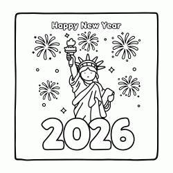Dibujo para colorear Feliz año nuevo 2026