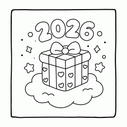 Dibujo para colorear Feliz año nuevo 2026