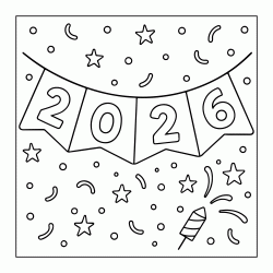Dibujo para colorear Feliz año nuevo 2026