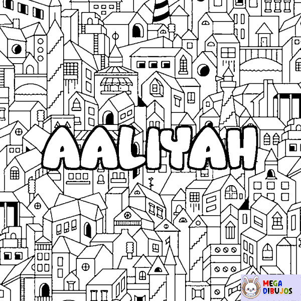 Coloración del nombre AALIYAH - decorado ciudad