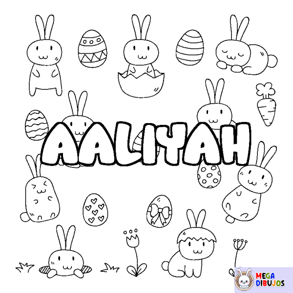 Coloración del nombre AALIYAH - decorado Pascua