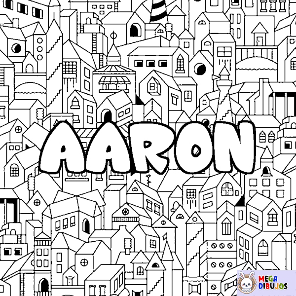 Coloración del nombre AARON - decorado ciudad