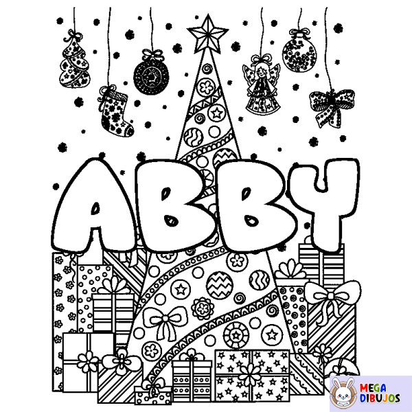 Coloración del nombre ABBY - decorado &aacute;rbol de Navidad y regalos