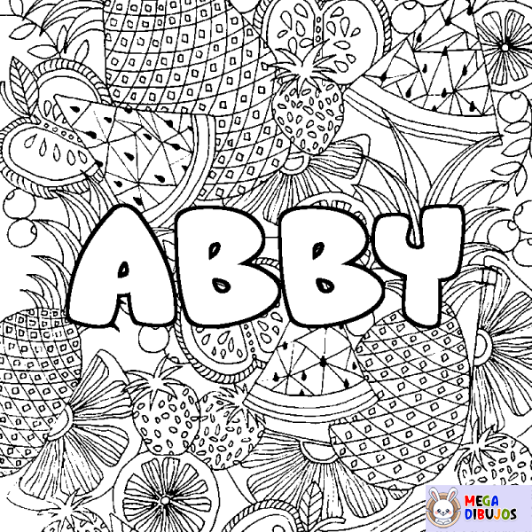 Coloración del nombre ABBY - decorado mandala de frutas