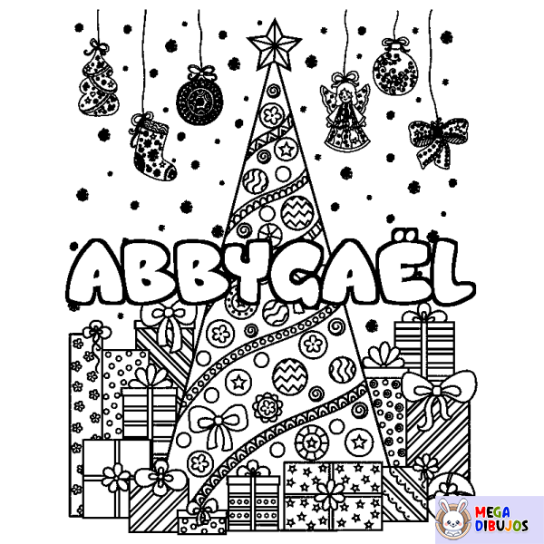 Coloración del nombre ABBYGA&Euml;L - decorado &aacute;rbol de Navidad y regalos