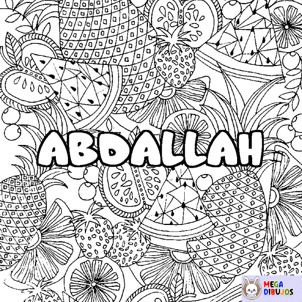 Coloración del nombre ABDALLAH - decorado mandala de frutas