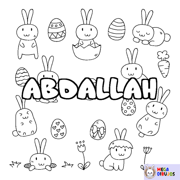 Coloración del nombre ABDALLAH - decorado Pascua