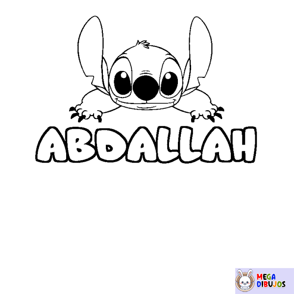 Coloración del nombre ABDALLAH - decorado Stitch