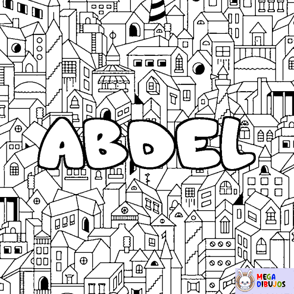 Coloración del nombre ABDEL - decorado ciudad