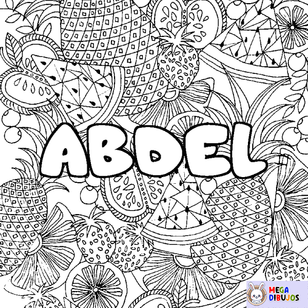 Coloración del nombre ABDEL - decorado mandala de frutas