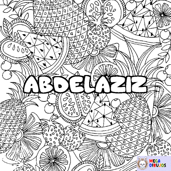 Coloración del nombre ABDELAZIZ - decorado mandala de frutas