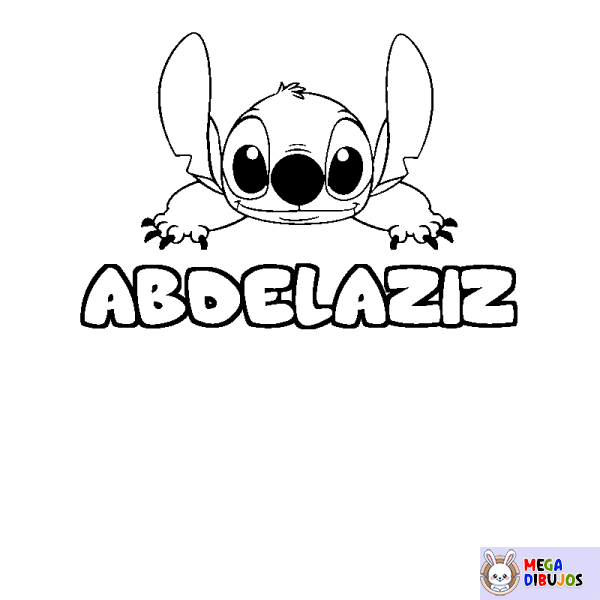 Coloración del nombre ABDELAZIZ - decorado Stitch