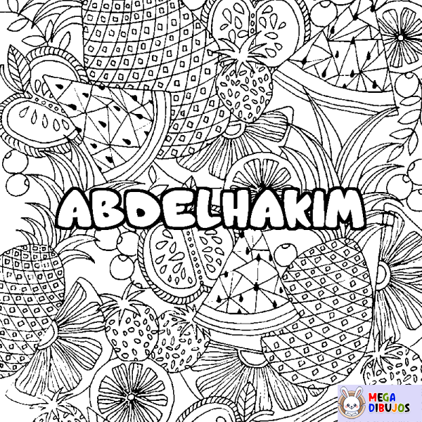 Coloración del nombre ABDELHAKIM - decorado mandala de frutas