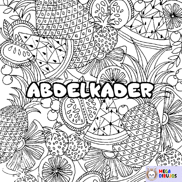 Coloración del nombre ABDELKADER - decorado mandala de frutas