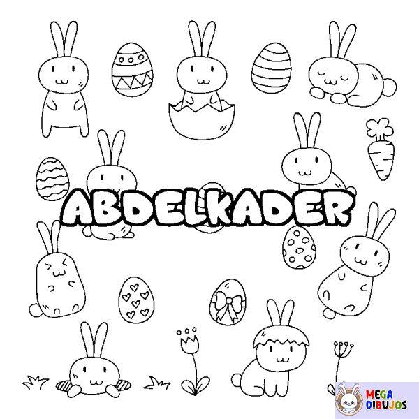 Coloración del nombre ABDELKADER - decorado Pascua