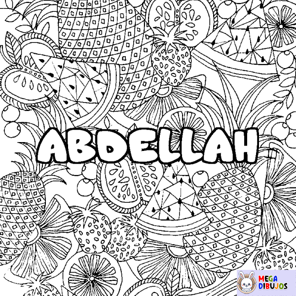 Coloración del nombre ABDELLAH - decorado mandala de frutas