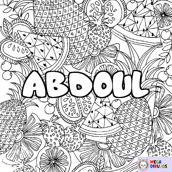 Coloración del nombre ABDOUL - decorado mandala de frutas