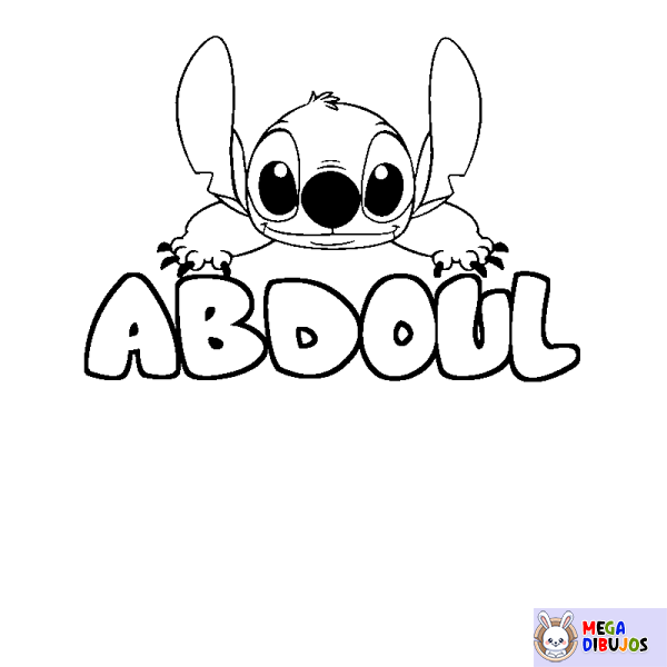 Coloración del nombre ABDOUL - decorado Stitch