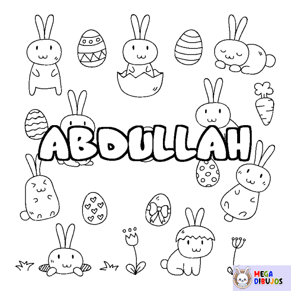 Coloración del nombre ABDULLAH - decorado Pascua