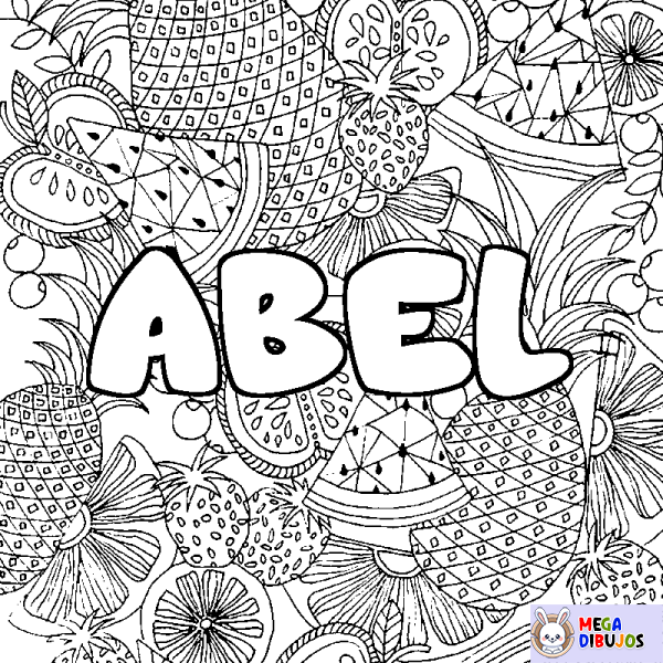 Coloración del nombre ABEL - decorado mandala de frutas