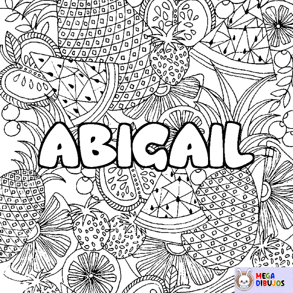 Coloración del nombre ABIGAIL - decorado mandala de frutas