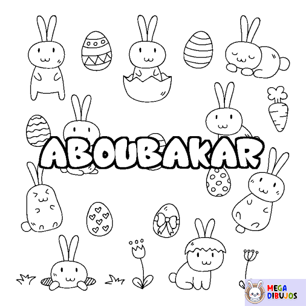 Coloración del nombre ABOUBAKAR - decorado Pascua