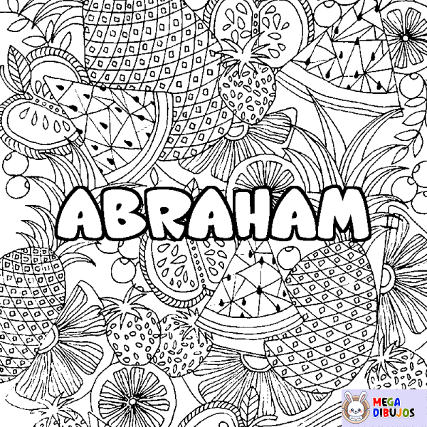 Coloración del nombre ABRAHAM - decorado mandala de frutas