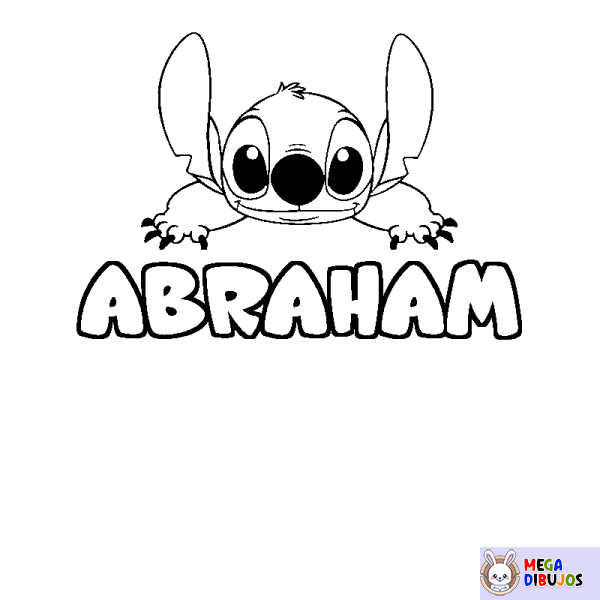 Coloración del nombre ABRAHAM - decorado Stitch