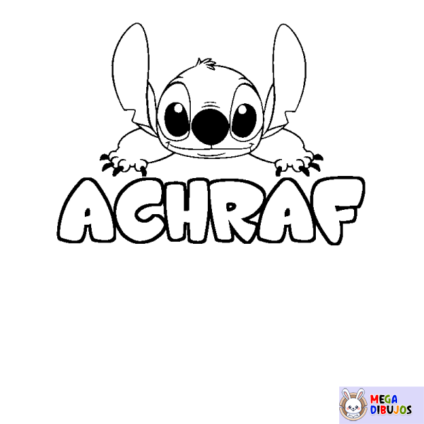 Coloración del nombre ACHRAF - decorado Stitch