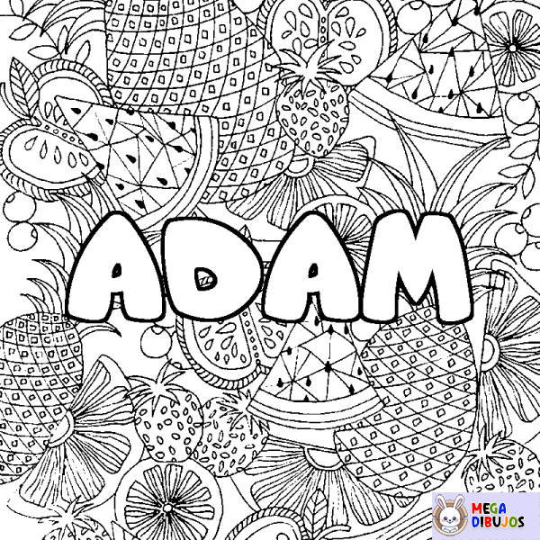 Coloración del nombre ADAM - decorado mandala de frutas