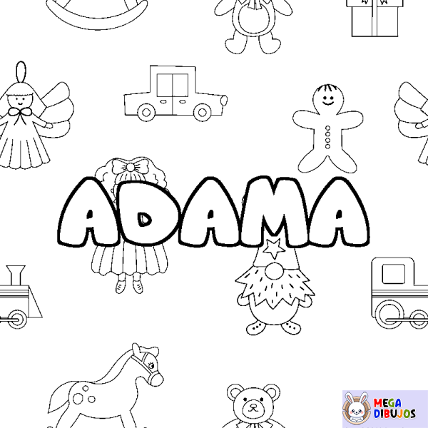 Coloración del nombre ADAMA - decorado juguetes