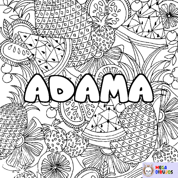 Coloración del nombre ADAMA - decorado mandala de frutas