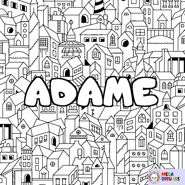 Coloración del nombre ADAME - decorado ciudad