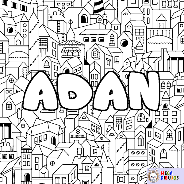 Coloración del nombre ADAN - decorado ciudad