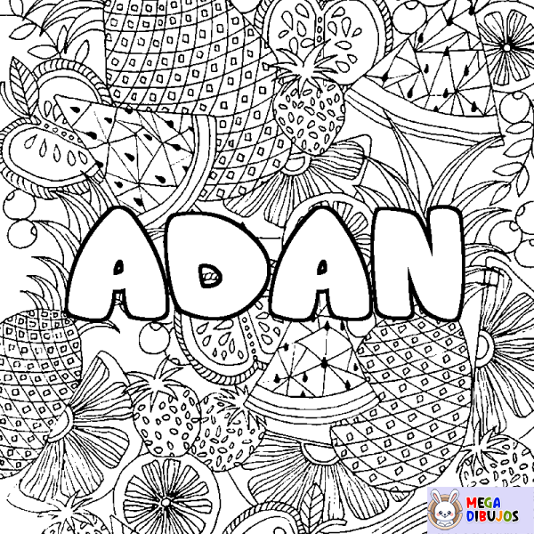 Coloración del nombre ADAN - decorado mandala de frutas