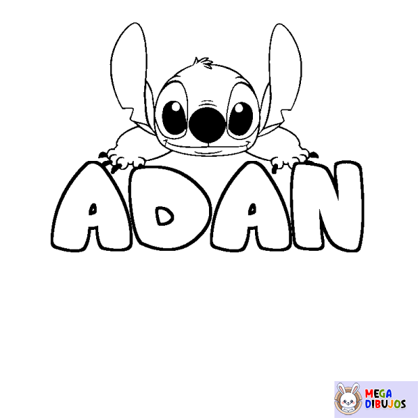 Coloración del nombre ADAN - decorado Stitch