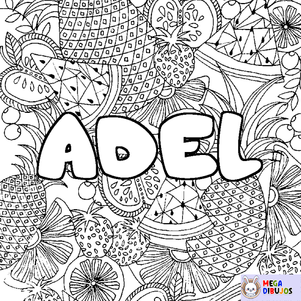 Coloración del nombre ADEL - decorado mandala de frutas