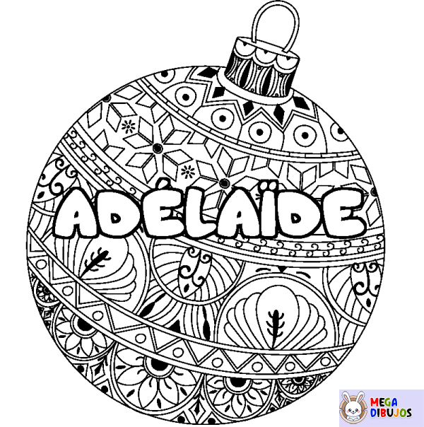 Coloración del nombre AD&Eacute;LA&Iuml;DE - decorado bola de Navidad