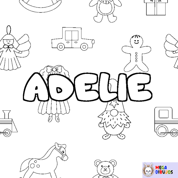 Coloración del nombre ADELIE - decorado juguetes